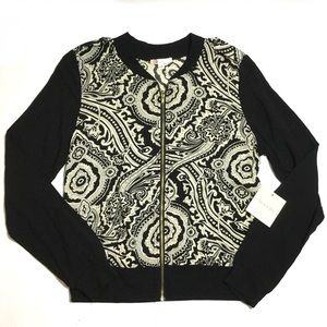 Rayon black & white zipper boho Cardigan